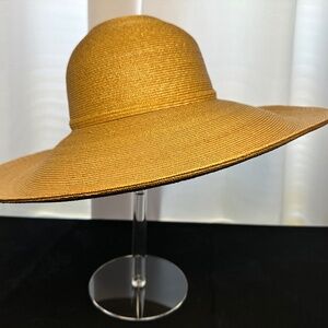 VINTAGE Frank Olive for I.Magnin Women's Natural Gold Wide Brim Straw Sun Hat